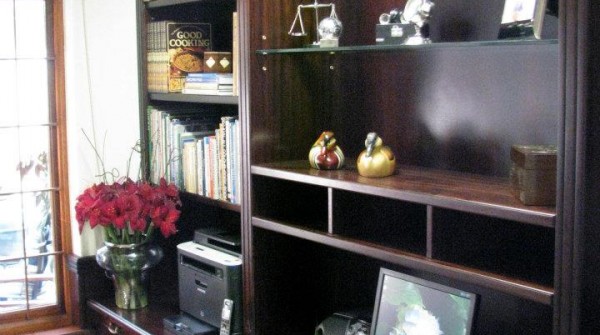 Sapele mahogany office desk and library