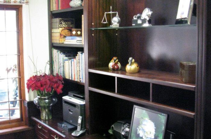 Sapele mahogany office desk and library