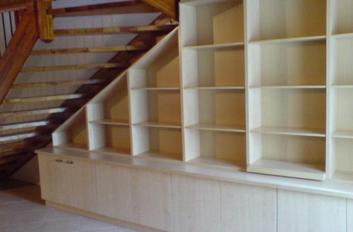 Under stair maple melamine bookshelf