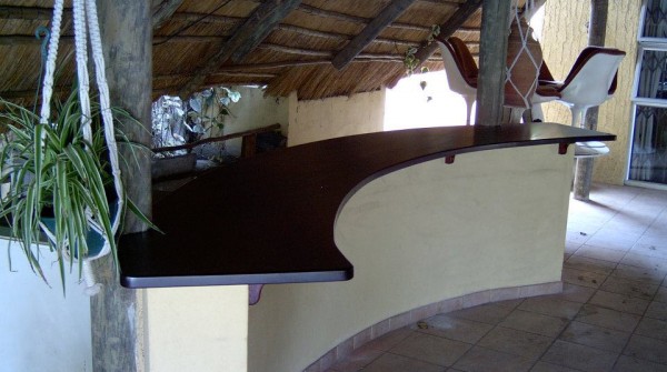 Outdoor bar with Meranti curved top