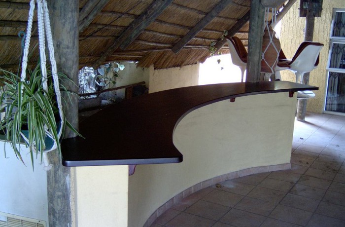 Outdoor bar with Meranti curved top