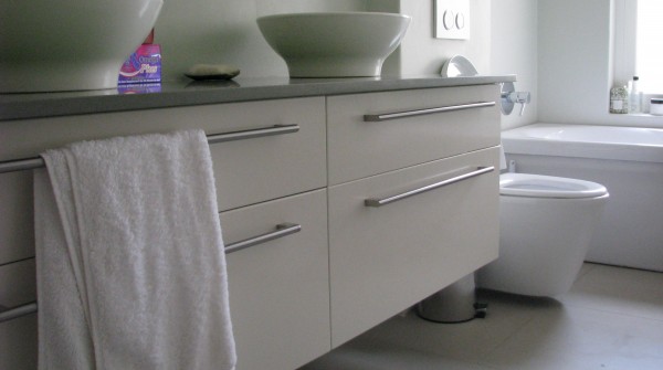 White and Grey Granite topped vanity