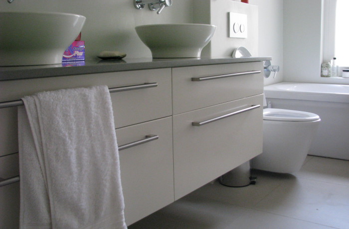 White and Grey Granite topped vanity